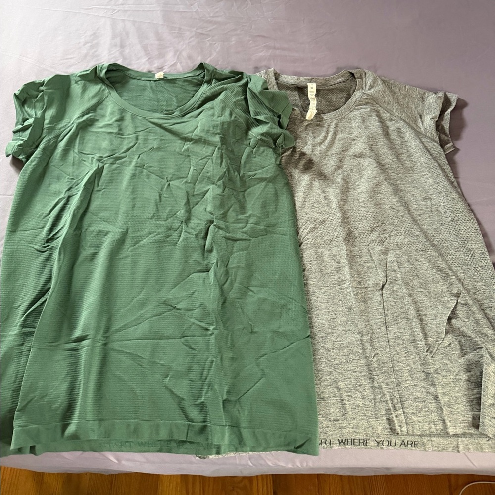 Lululemon Swiftly Tech Short Sleeve Hip Length size 14, green and grey